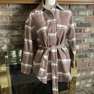 A New Day brown Plaid Tie Front Jacket Size XS